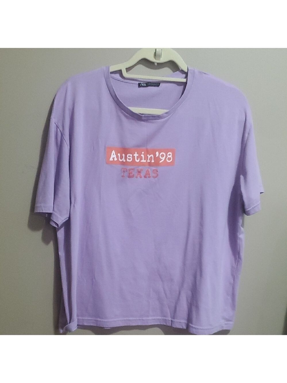 Zara Purple Graphic Tee with Austin '98 Print Size XL